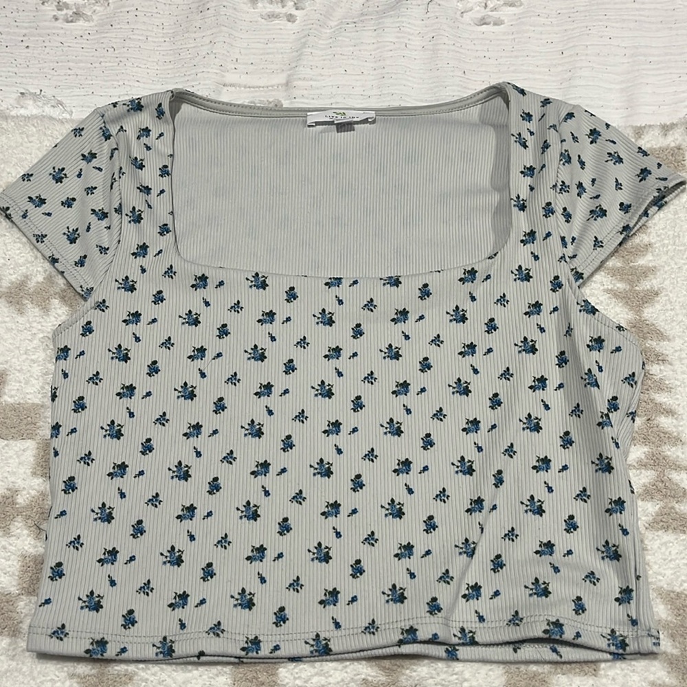 Floral Square Neck Crop Top